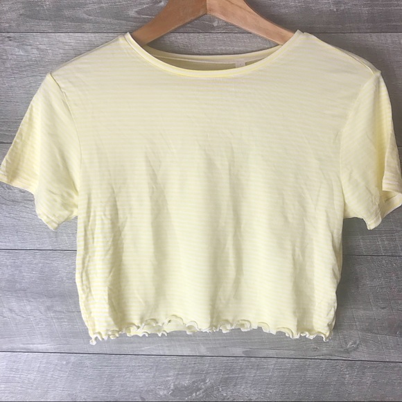 PacSun Tops - PacSun striped yellow short sleeve crop top tee